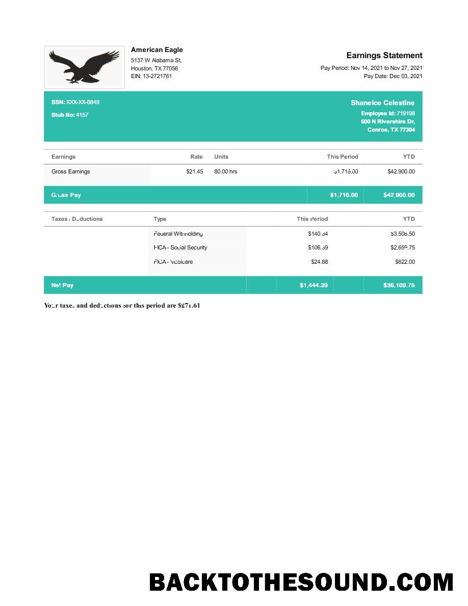 İndir American Eagle earnings Hesap Özeti in Word and PDF Formatlar.PDF, 1 Örnek ön izleme