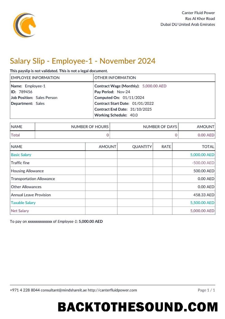 İndir Canter Fluid Power payslip in Word and PDF Formatlar.PDF, 1 Örnek örnek