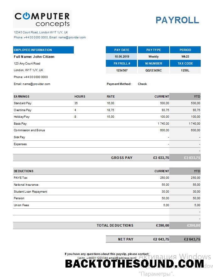 İndir Computer corporation payroll in Excel and PDF Formatlar Örnek tasarım