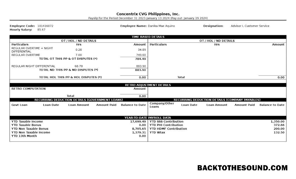 İndir Concentrix CVG Filipinler payslip in Word and PDF Formatlar.PDF, 2 Örnek örnek