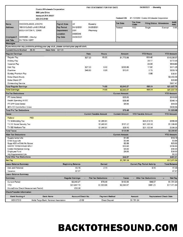 İndir Costco Wholesale Corporation pay Hesap Özeti in Word and PDF Formatlar.PDF, 1 Örnek tasarım