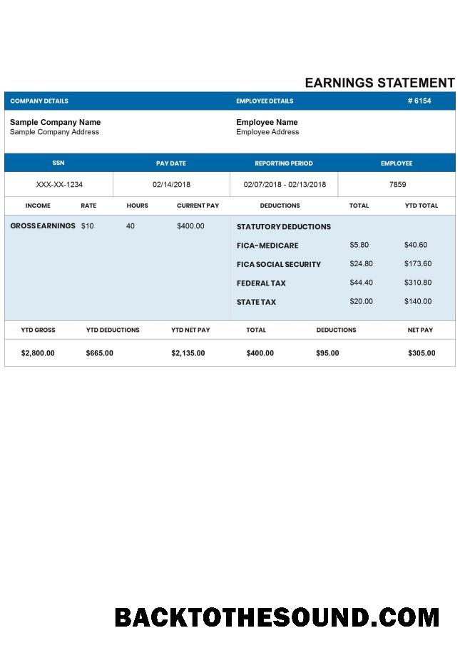 İndir DARKBLUE pay stub Word and PDF Örnek şablon