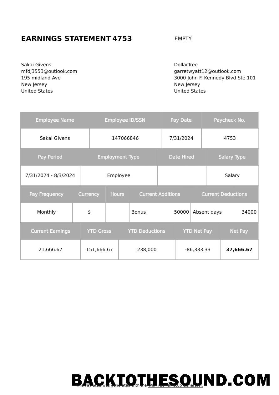 İndir DollarTree earning Hesap Özeti in Word and PDF Formatlar.PDF, 1 Örnek şablon