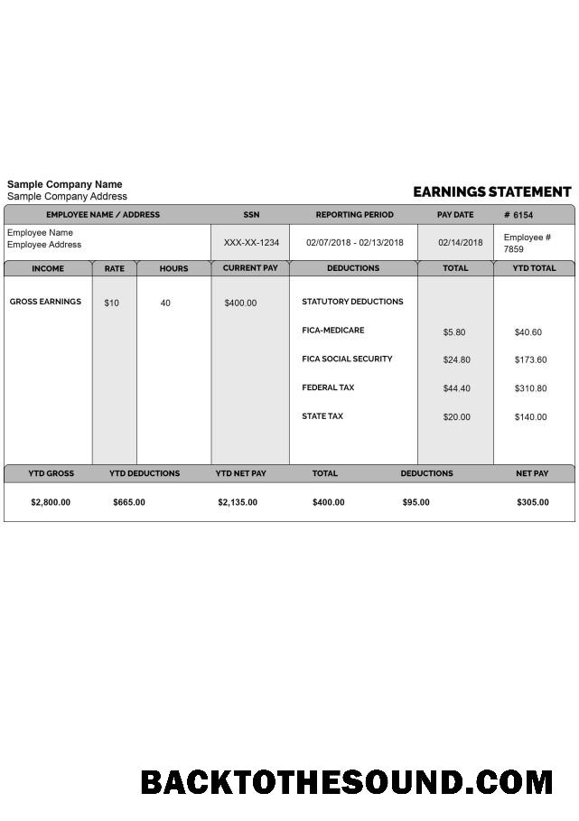 İndir EMPLOYEE gross earnings Hesap Özeti in Word and PDF Format Örnek şablon