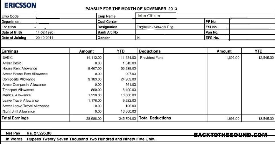 İndir ERICSSON networking and telecommunications Şirket paystub in Word and PDF Formatlar Örnek ön izleme