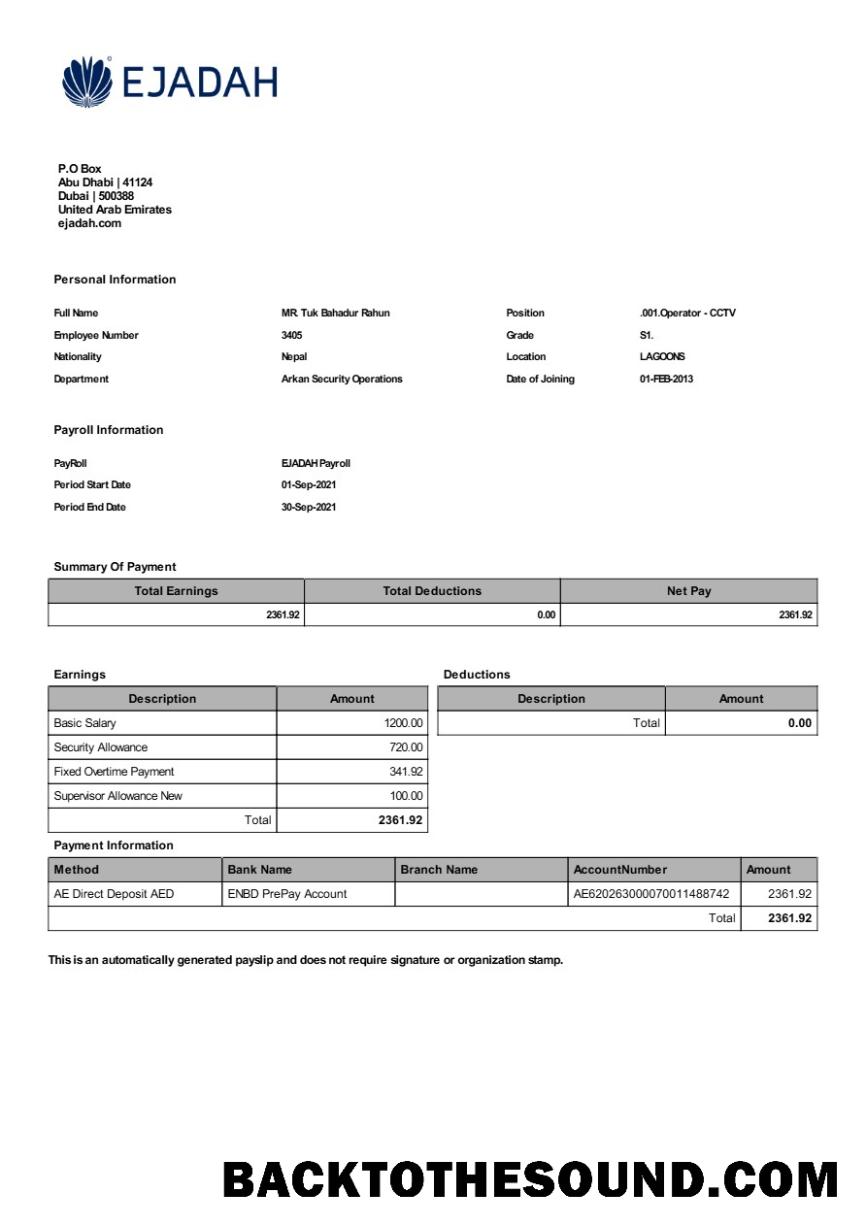İndir Ejadah asset management Şirket payroll in Word and PDF Formatlar.PDF, 1 Örnek tasarım