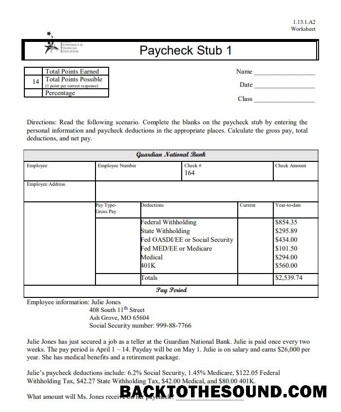 İndir Family Economics & Financial eğitim paycheck stub Word and PDF Örnek tasarım