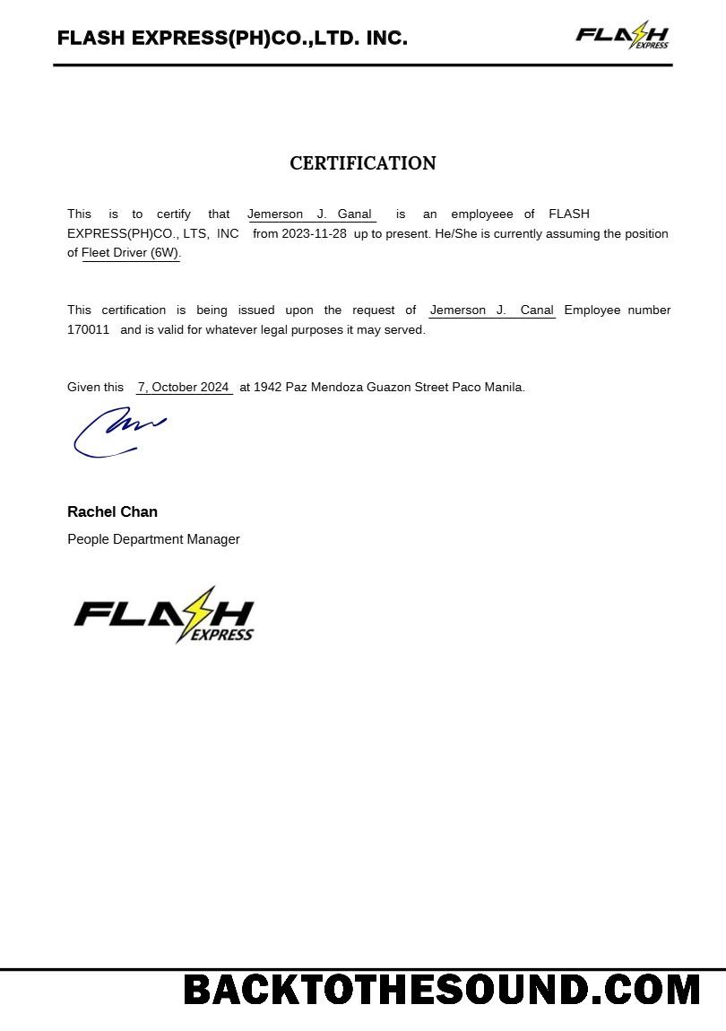 İndir Flash Express Co. payslip in Word and PDF Formatlar.PDF, 1 Örnek ön izleme