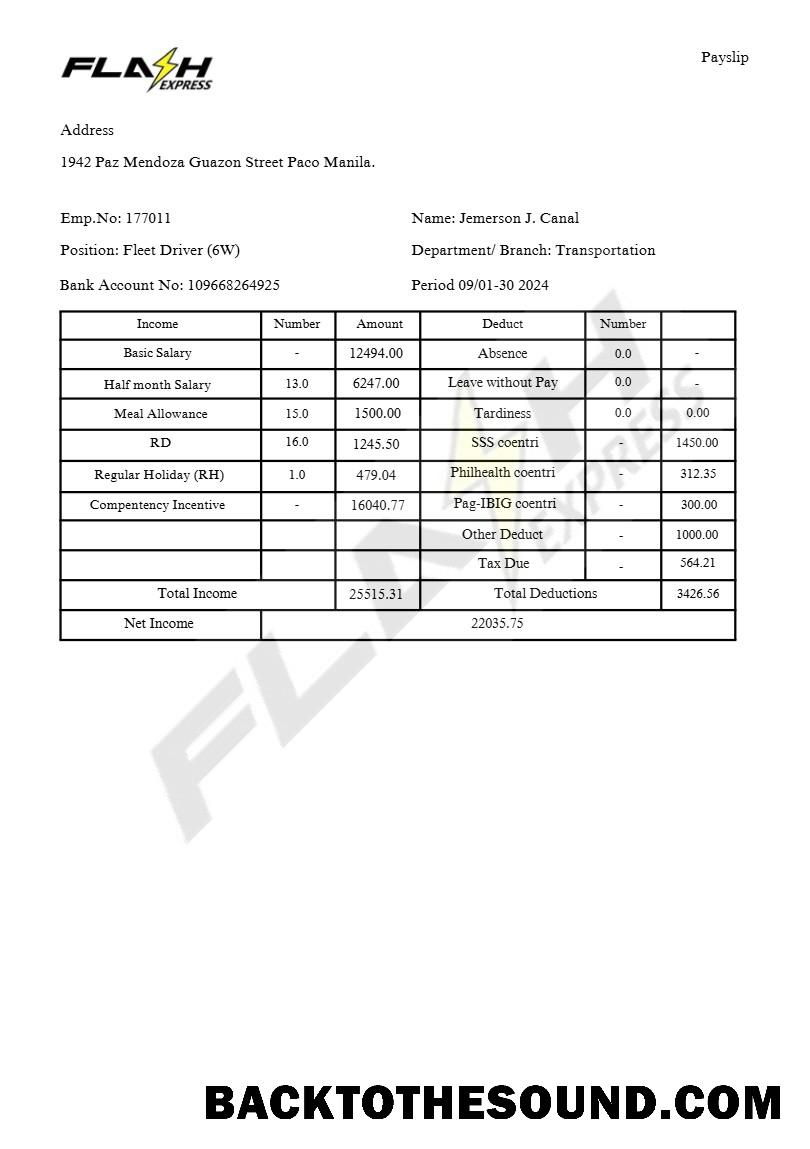 İndir Flash Express Co. payslip in Word and PDF Formatlar.PDF, 2 Örnek şablon