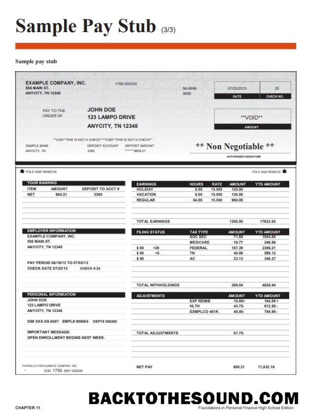 İndir Foundations in Personal Finans Yüksek okul pay stub Word and PDF Örnek ön izleme