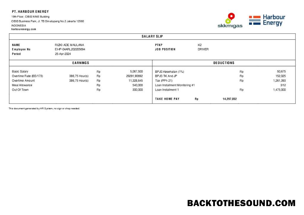 İndir Harbour Energy salary slip in Word and PDF Formatlar.PDF, 1 Örnek örnek
