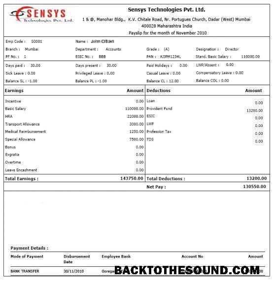 İndir Hindistan SENSYS technologies Pvt. Ltd. payslip in Word and PDF Formatlar Örnek ön izleme