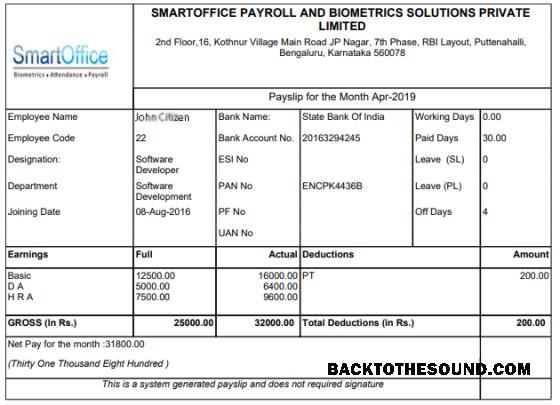 İndir Hindistan SMARTOFFICE and Biometrics Solutions Private Limited Payroll in Word and PDF Formatlar Örnek taslak