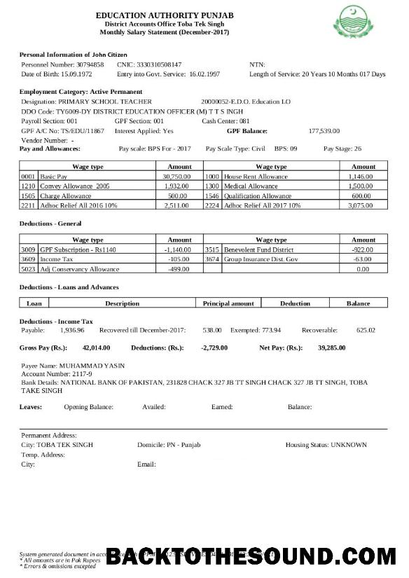 İndir Hindistan eğitim authority Punjab mpnthly salary Hesap Özeti in Word and PDF Formatlar Örnek ön izleme
