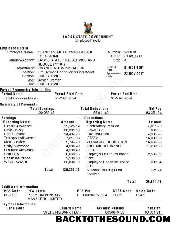 İndir Lagos State Government employee payslip in Word and PDF Formatlar.PDF, 1 Örnek tasarım