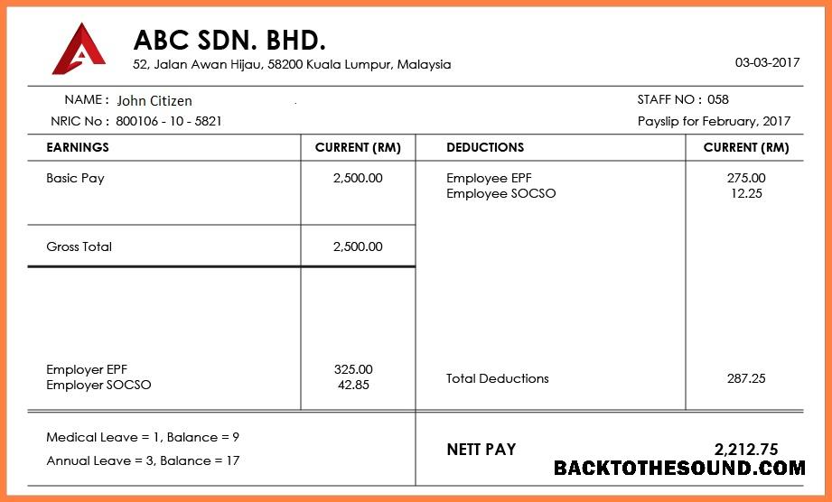 İndir Malezya ABC SDN. BHD. pay stub Word and PDF Örnek şablon