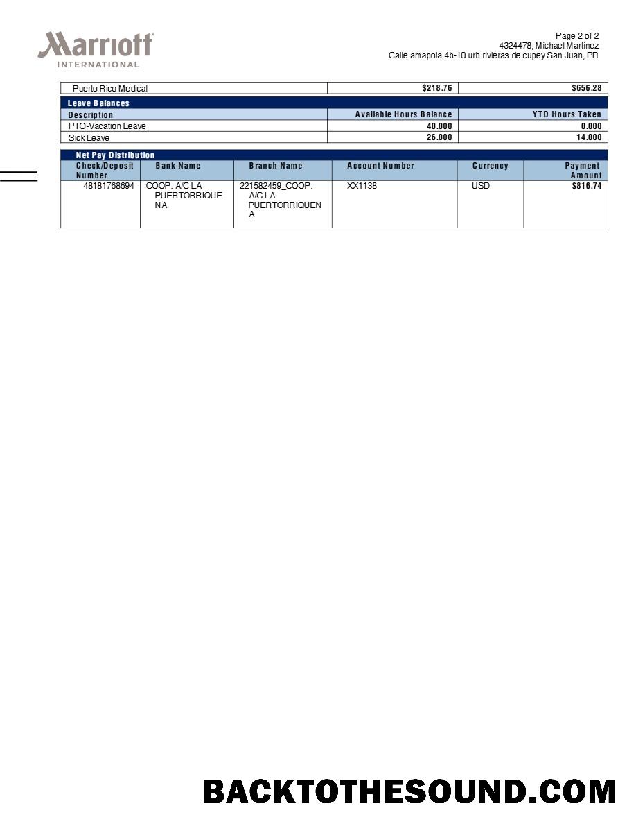 İndir Marriott uluslararası payslip in Word and PDF Formatlar.PDF, 2 Örnek örnek