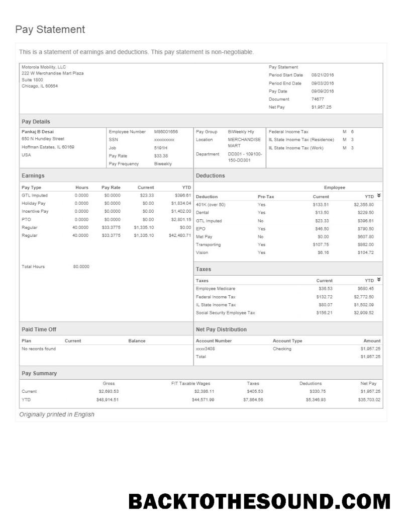İndir Motorola Mobility LLC pay Hesap Özeti in Word and PDF Formatlar.PDF, 1 Örnek örnek