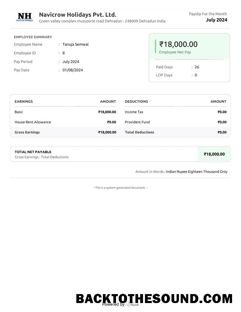 İndir Navicrow Holidays Pvt. Ltd. earnings Özet in Word and PDF Formatlar.PDF, 1 Örnek tasarım