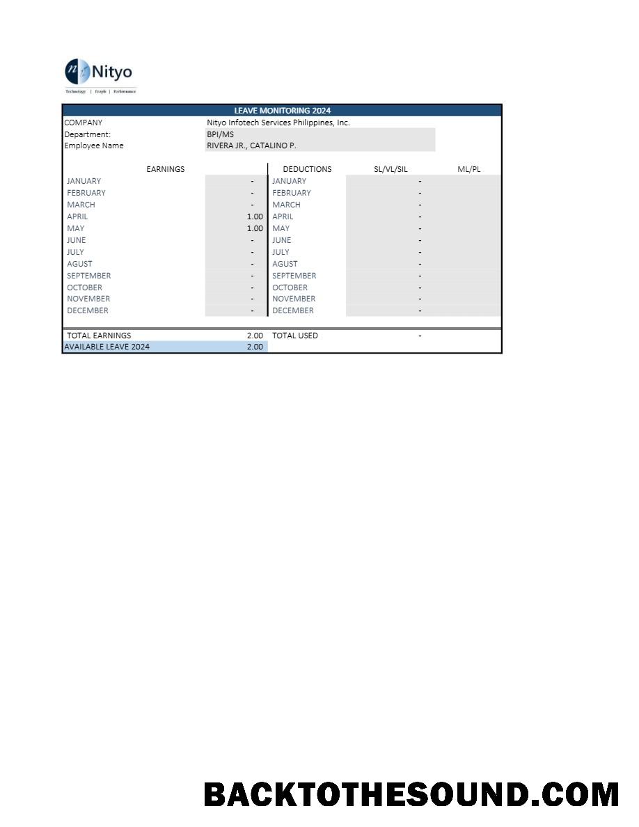 İndir Nityo Infotech Services Filipinler payslip in Word and PDF Formatlar.PDF, 2 Örnek örnek