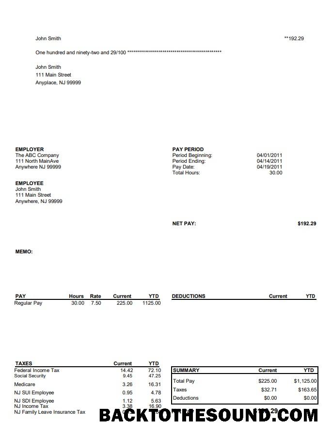 İndir North Main bulvar Pay Stub Örnek taslak