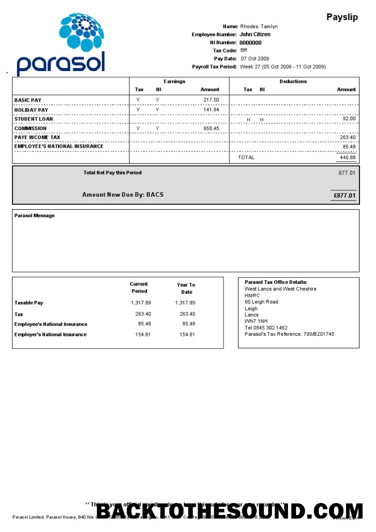 İndir PARASOL Limited paystub in Word and PDF Formatlar Örnek örnek