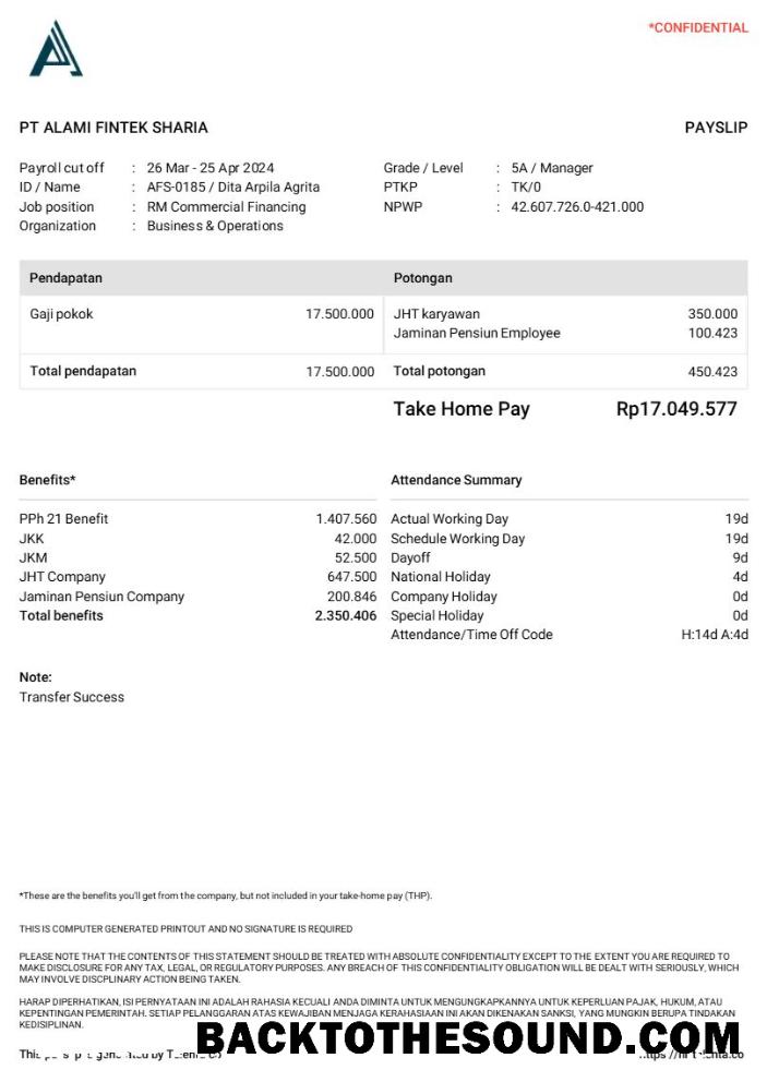 İndir PT Alami Fintek Sharia payslip in Word and PDF Formatlar.PDF, 1 Örnek taslak