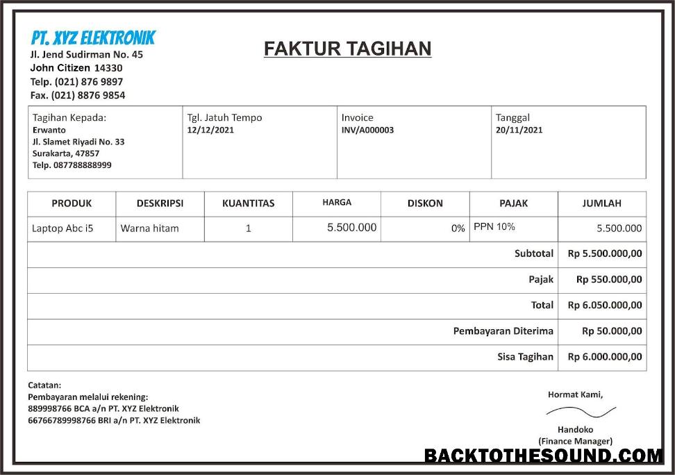 İndir PT. XYZ elektronik paystub in Word and PDF Formatlar Örnek örnek