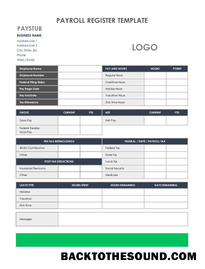 İndir Payroll Register Örnek taslak
