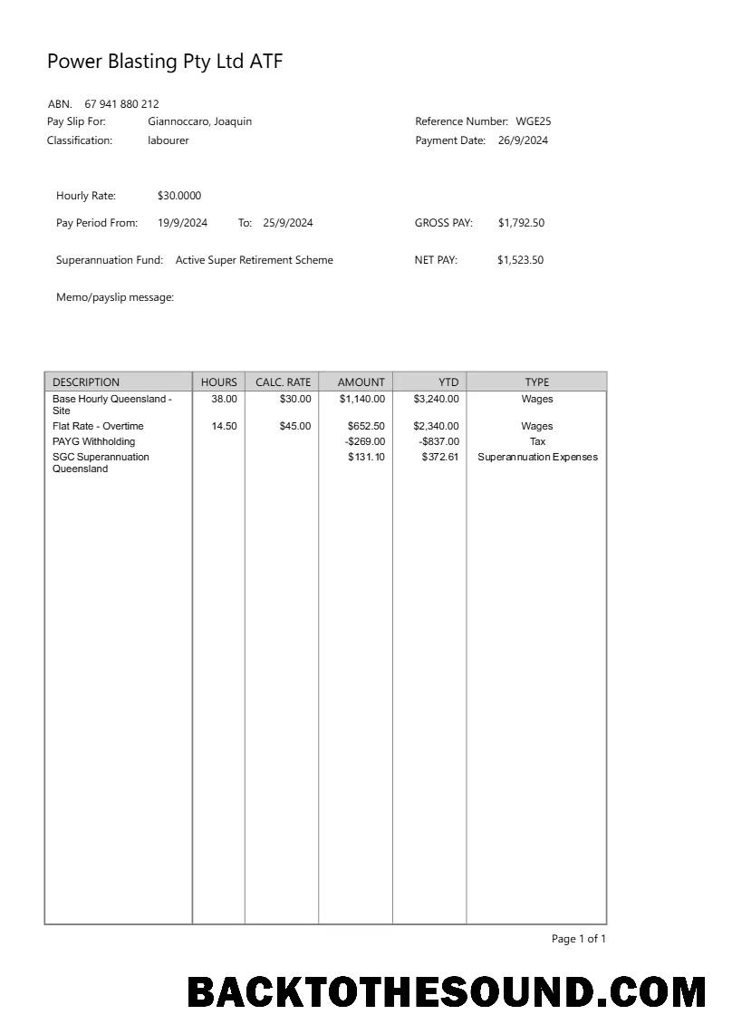 İndir Power Blasting payslip in Word and PDF Formatlar.PDF, 1 Örnek tasarım