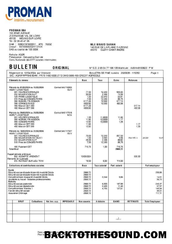 İndir Proman recrutement payslip (in French language) in Word and PDF Formatlar.PDF, 1 Örnek ön izleme