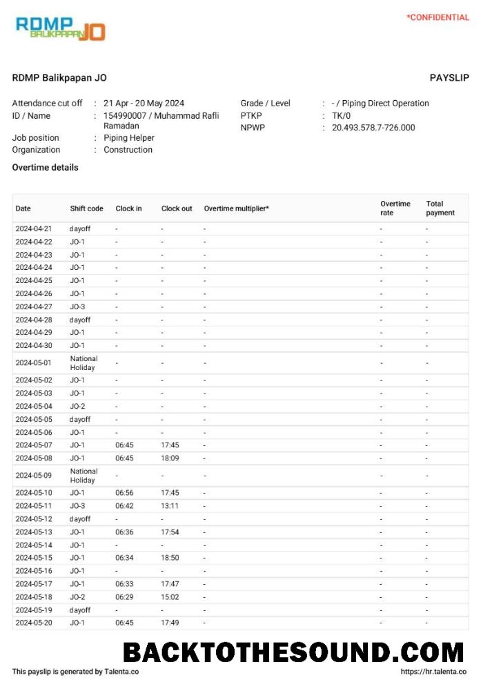İndir RDMP Balikpapan JO inşaat Şirket payslip in Word and PDF Formatlar.PDF, 3 Örnek örnek