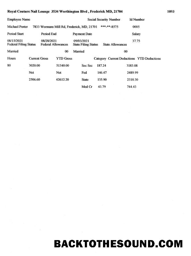 İndir ROYAL COUTURE NAIL LOUNGE pay stub in PDF and Word Format Örnek şablon