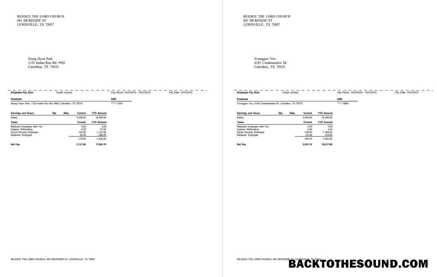 İndir Rejoice The Lord Church pay stub in PDF and Word Formatlar Örnek şablon
