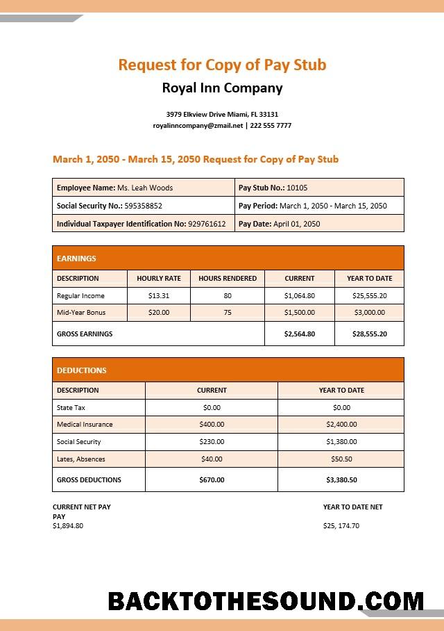 İndir Royal Inn Şirket pay stub in PDF and Word Formatlar Örnek taslak