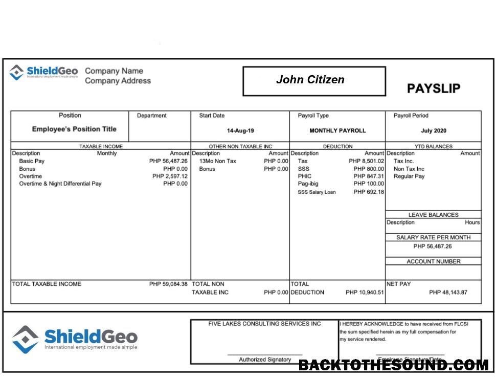 İndir SHIELDGEO payslip in Word and PDF Formatlar Örnek ön izleme