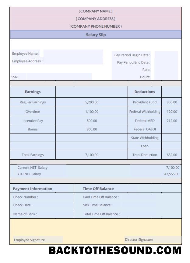 İndir Salary Slip Word and PDF Örnek ön izleme