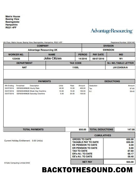 İndir ABD ADVANTANGE resourcing paystub in Word and PDF Formatlar Örnek tasarım