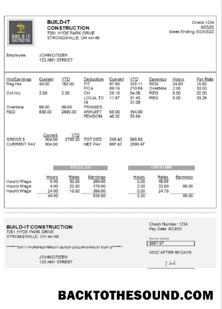 İndir ABD Ohio inşaat Şirket earnings Hesap Özeti Örnek örnek