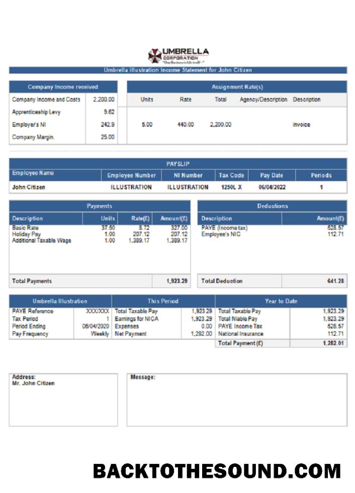 İndir ABD Umbrella pharmaceutical Şirket pay stub Örnek şablon