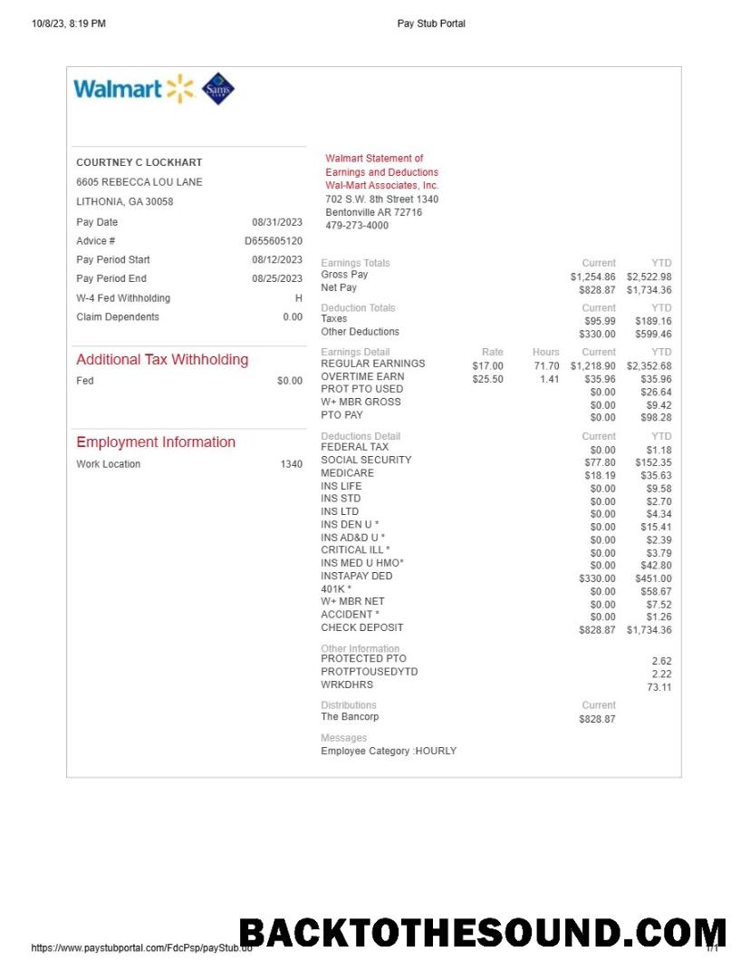 İndir Walmart Hesap Özeti of earnings and deductions in Word and PDF Formatlar.PDF, 1 Örnek şablon