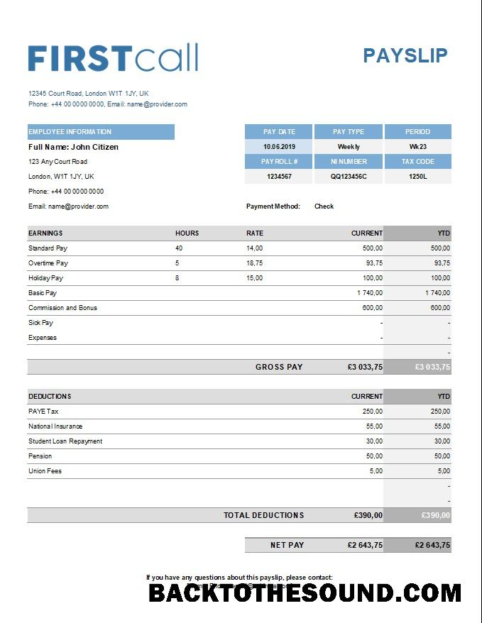 İndir call forwarding Şirket paystub in Excel and PDF Formatlar Örnek tasarım