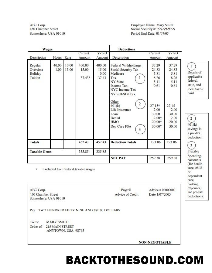 İndir corporation pay stub Word and PDF Örnek tasarım