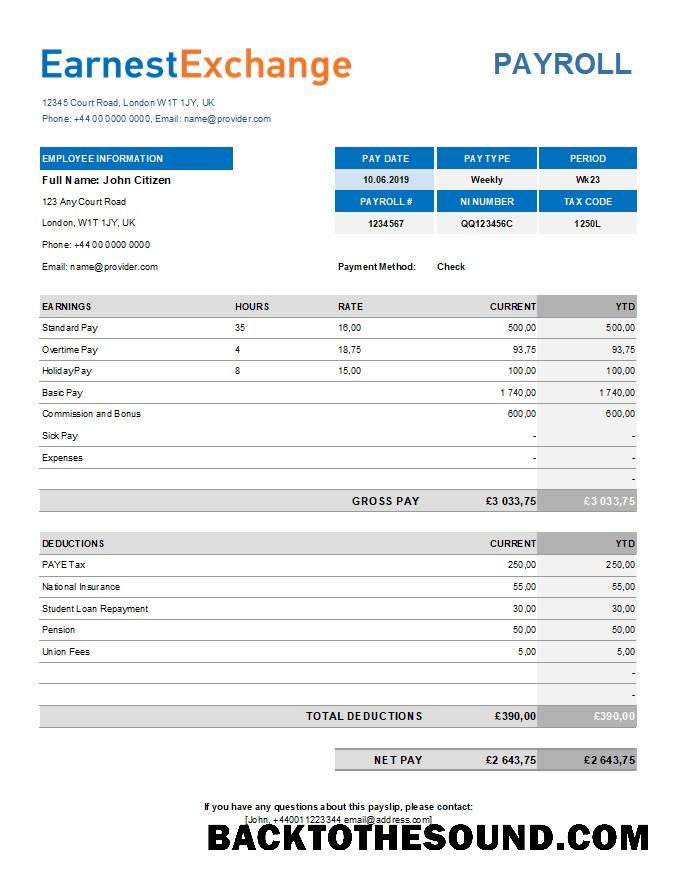 İndir currency Değişim Şirket payroll in Excel and PDF Formatlar Örnek örnek