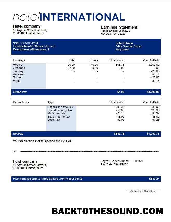 İndir hotel uluslararası payroll in Word and PDF Formatlar Örnek taslak