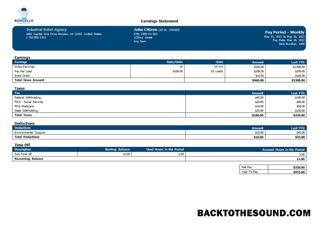 İndir industrial robot Şirket payslip in Word and PDF Formatlar Örnek örnek