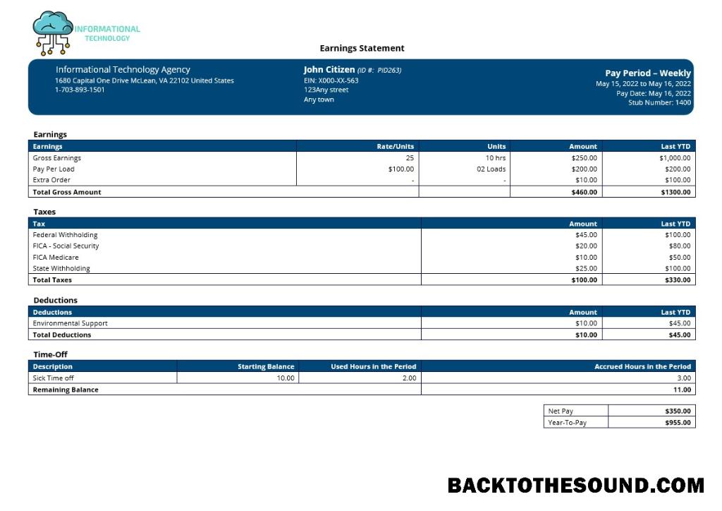 İndir Bilgi Teknoloji Şirket paystub in Word and PDF Formatlar Örnek ön izleme