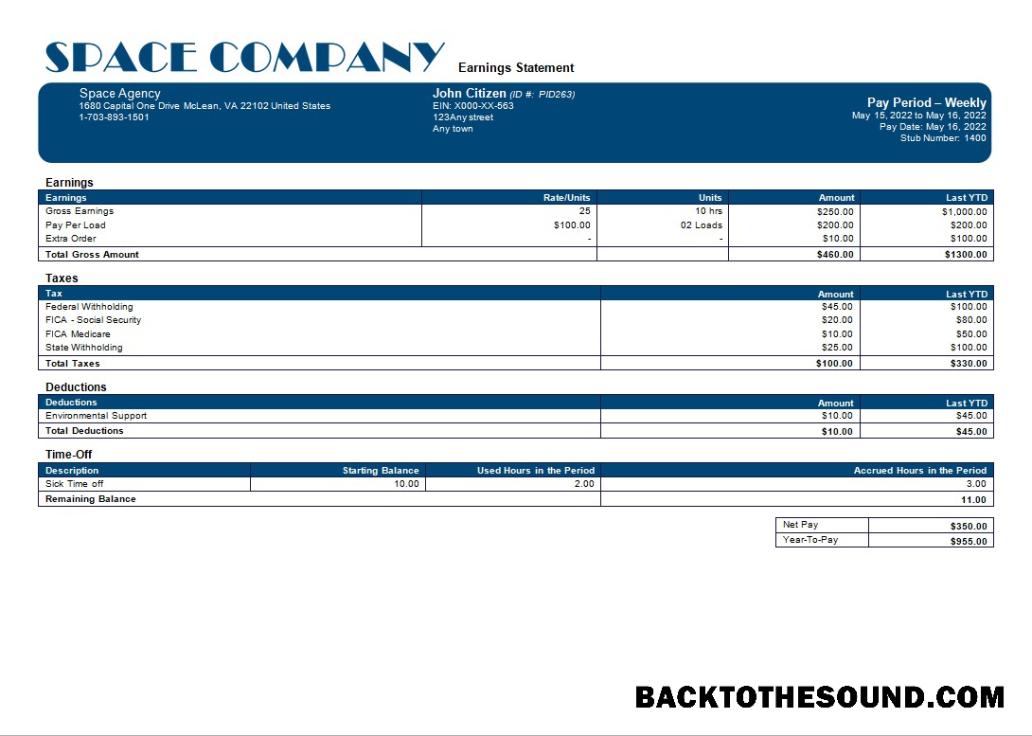 İndir space Şirket Düzenlenebilir payslip in Word and PDF Formatlar Örnek tasarım