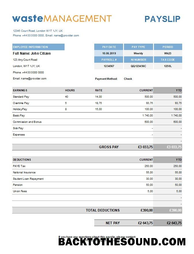 İndir waste management Şirket earning Hesap Özeti in Excel and PDF Formatlar Örnek tasarım