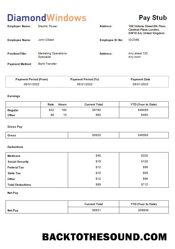İndir windows and door inşaat Şirket payroll in Word and PDF Formatlar Örnek taslak